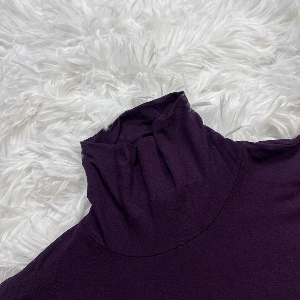 EILEEN FISHER Turtleneck Long Sleeve Blouse Women XS Oversized Relaxed Long Plum